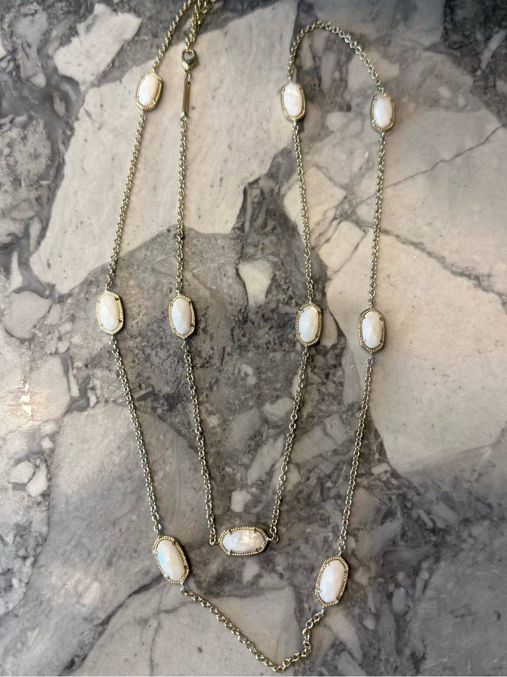 Kendra Scott Delicate Gold Chain Necklace with White Stone Stations